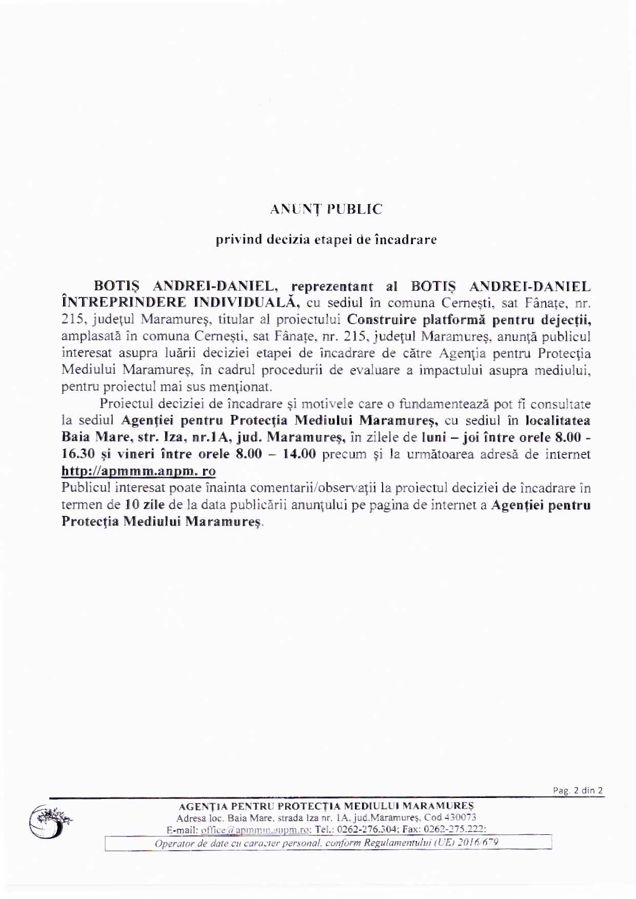 Anunț publicitar 02.11.2022