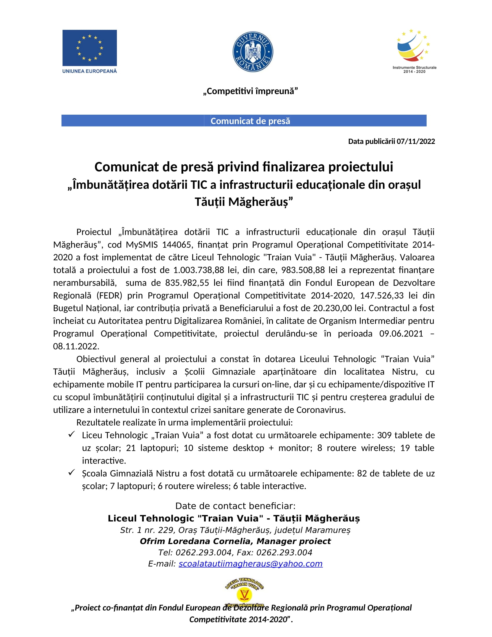 Anunț publicitar 07. 11. 2022