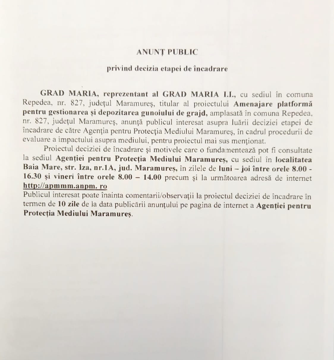 Anunț publicitar 10.11.2022