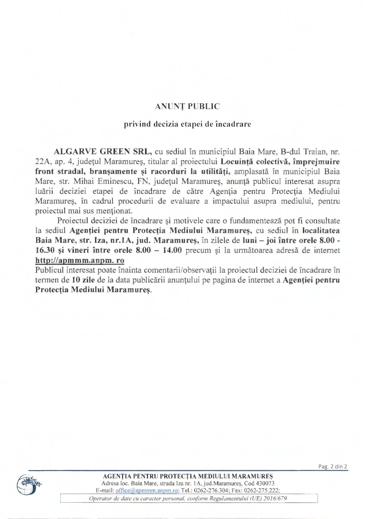 Anunț publicitar 21.12.2022