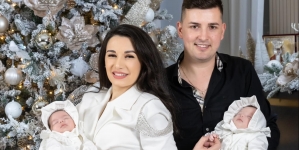 Momente fericite: Gemenele interpreților maramureșeni Diana Cârlig și Ionuț Bledea au fost botezate
