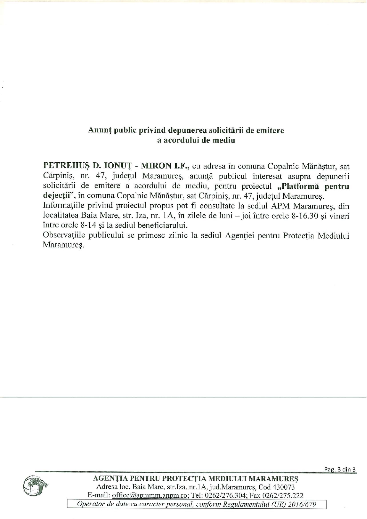 Anunț publicitar 03.01.2023