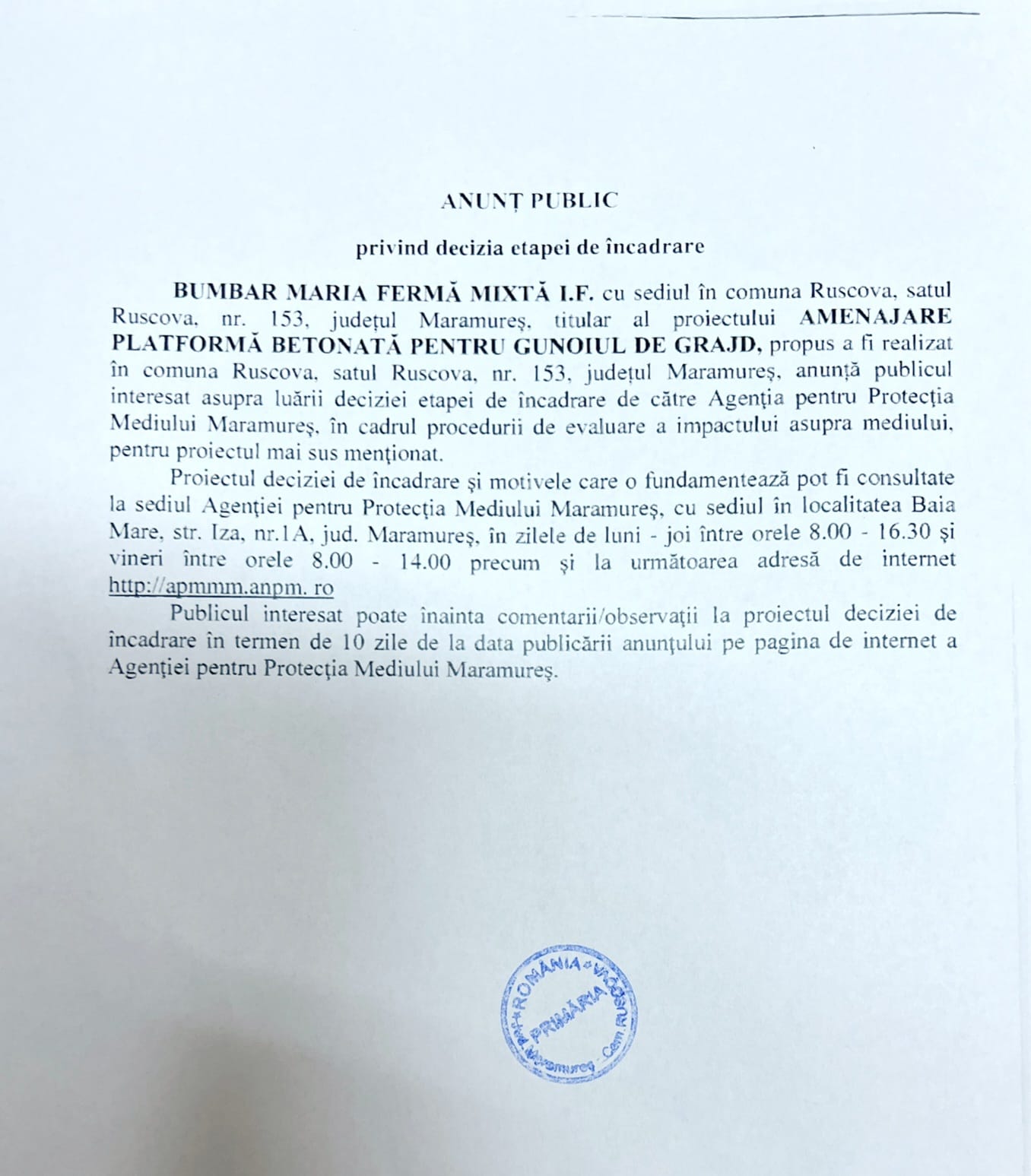 Anunț publicitar 12.01.2023