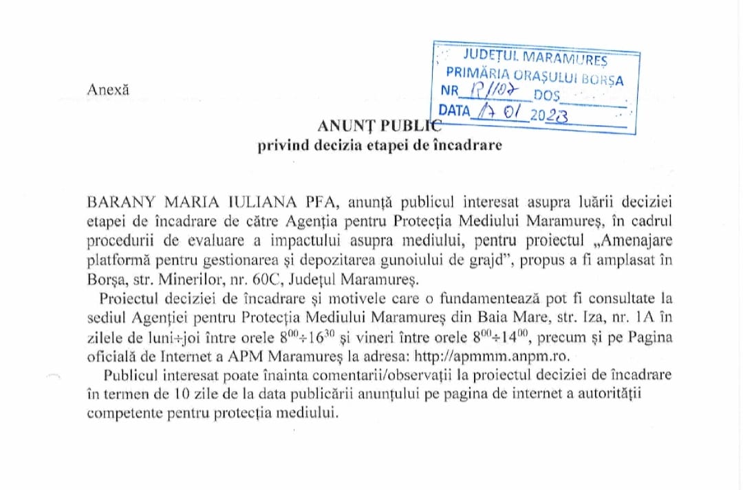 Anunț publicitar 17.01.2023