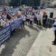 Aproximativ 300 de membri ai Sindicatului Liber din Învățământ au protestat vineri în Baia Mare
