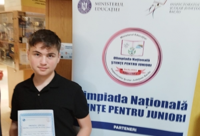 Un elev din Sighet a obținut premiul II la etapa națională a Olimpiadei „Științe pentru juniori” și calificare în lotul lărgit