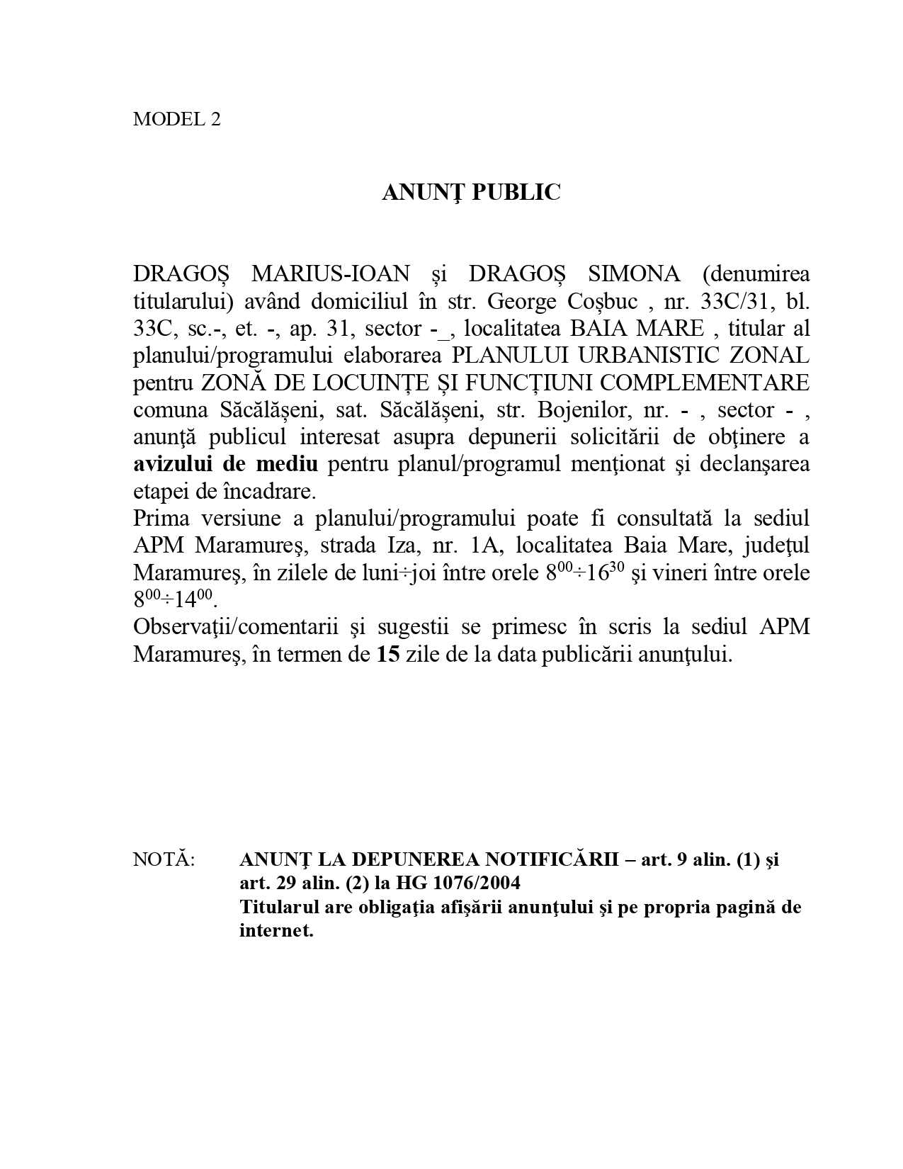 Anunț publicitar 08.07.2023
