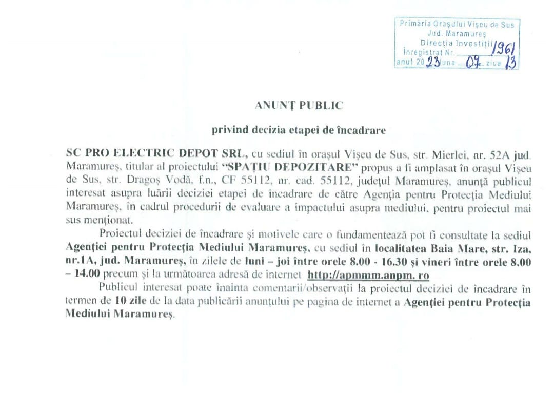 Anunț publicitar 13.07.2023
