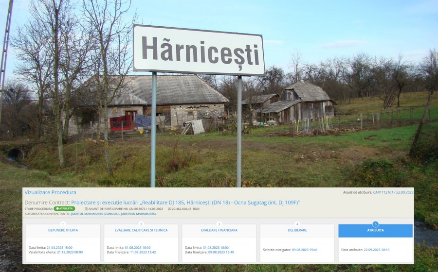 DJ 185, între Hărnicești și Ocna Șugatag, în reabilitare