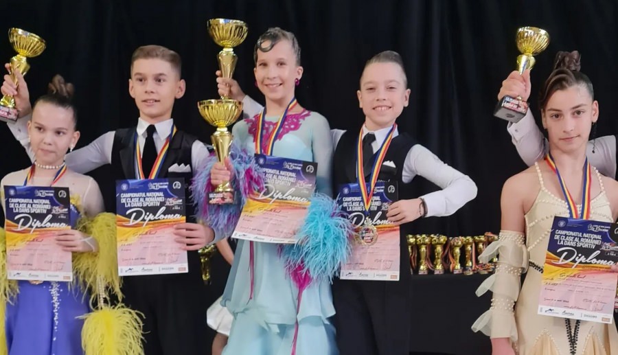 Performanță: Dansatorii băimăreni David Soponar și Izabella Bartha, dublii campioni naționali la clasa C 12 – 13 ani standard și latino