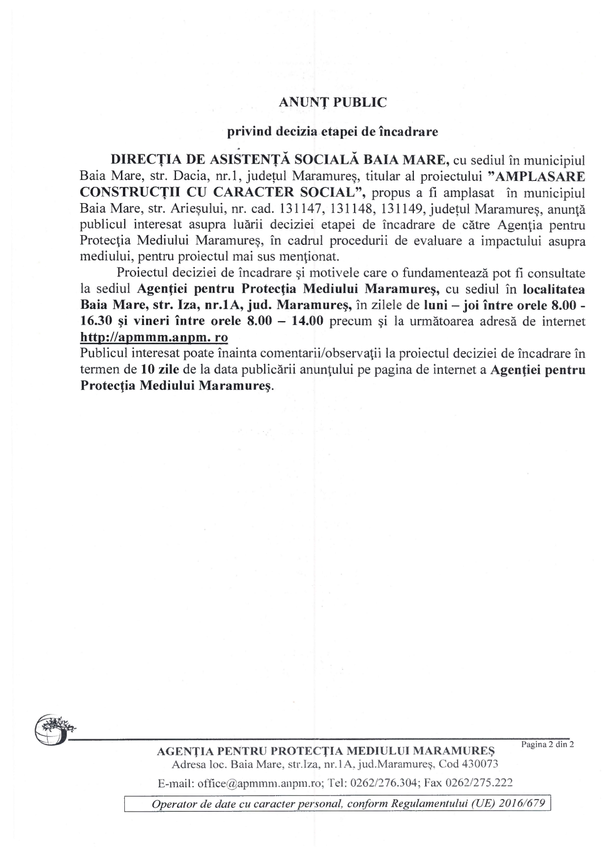 Anunț publicitar 10.10.2023