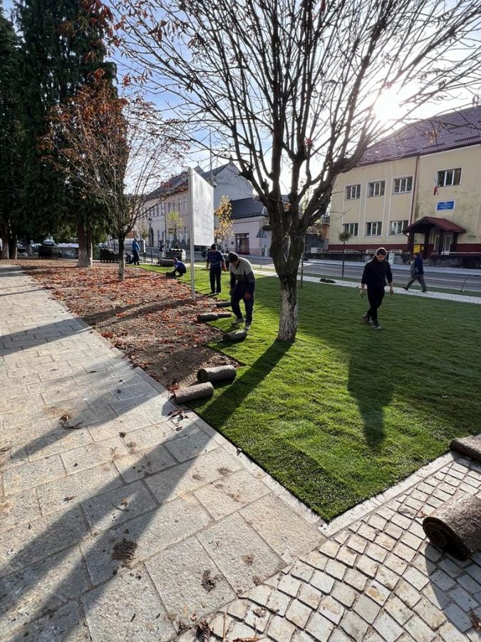 Parcul din vecinătatea primăriei Baia Sprie capătă culoare