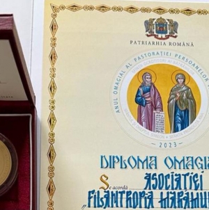 Asociația Filantropia Maramureșeană a primit din partea Patriarhului Daniel medalia și diploma anului omagial