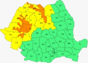 Harta avertizare Cod portocaliu de ploi abundente