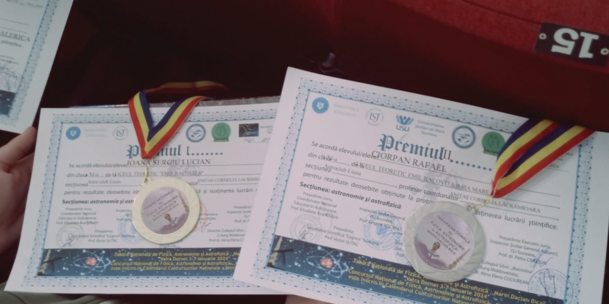 Patru medalii pentru „racovițeni” și „lucaciști” la Concursul Național de Astronomie şi Astrofizică din Vatra Dornei