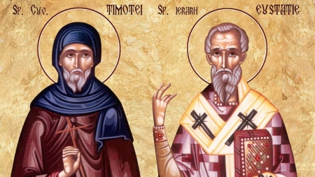 În ziua de 21 februarie sunt pomeniți Sfinții Timotei și Eustatie