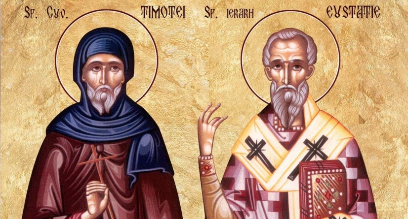 În ziua de 21 februarie sunt pomeniți Sfinții Timotei și Eustatie