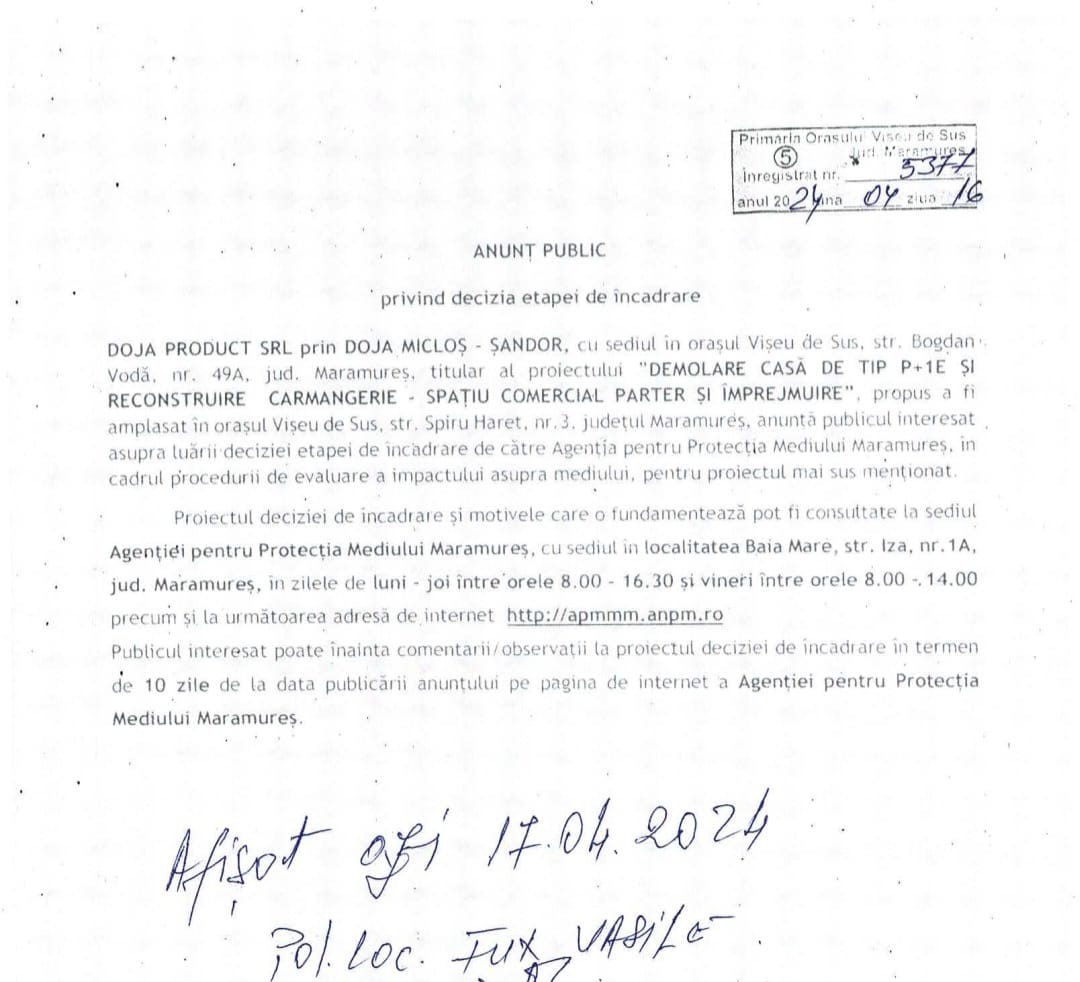 Anunț publicitar 16.04.2024