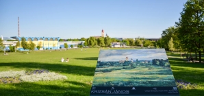 Hartă tipărită pentru circuitul cultural cu cele 40 de picturi ale artiștilor din Școala Băimăreană de Pictură amplasate în municipiu
