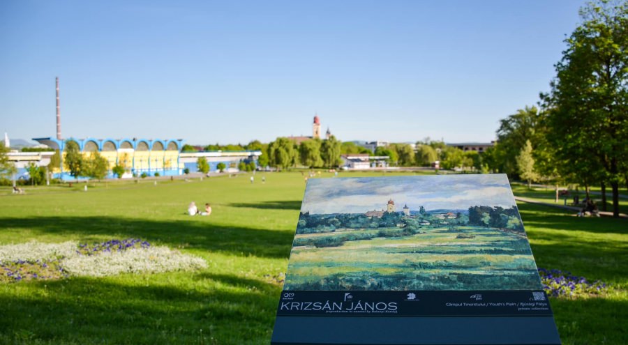 Hartă tipărită pentru circuitul cultural cu cele 40 de picturi ale artiștilor din Școala Băimăreană de Pictură, care au fost amplasate în municipiu