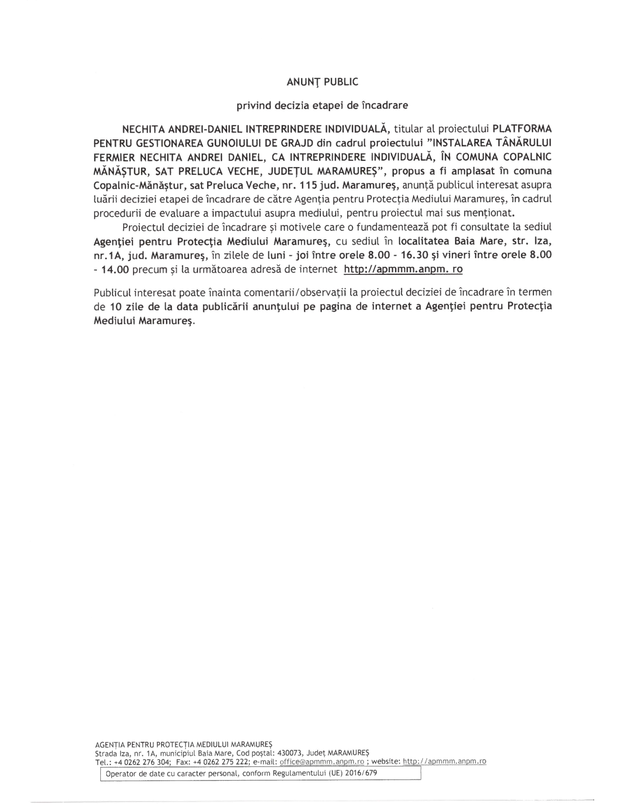 Anunț publicitar 18.03.2025