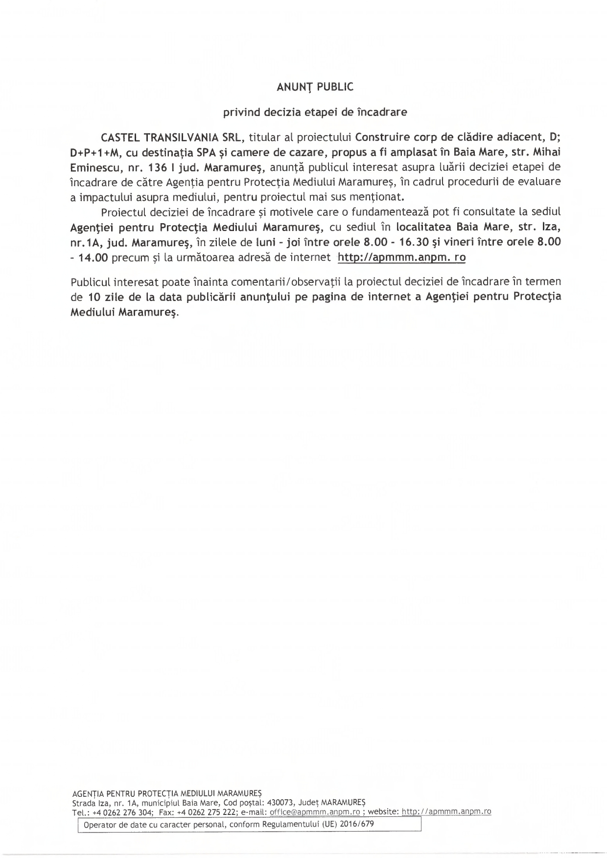 Anunț publicitar 14.03.2025