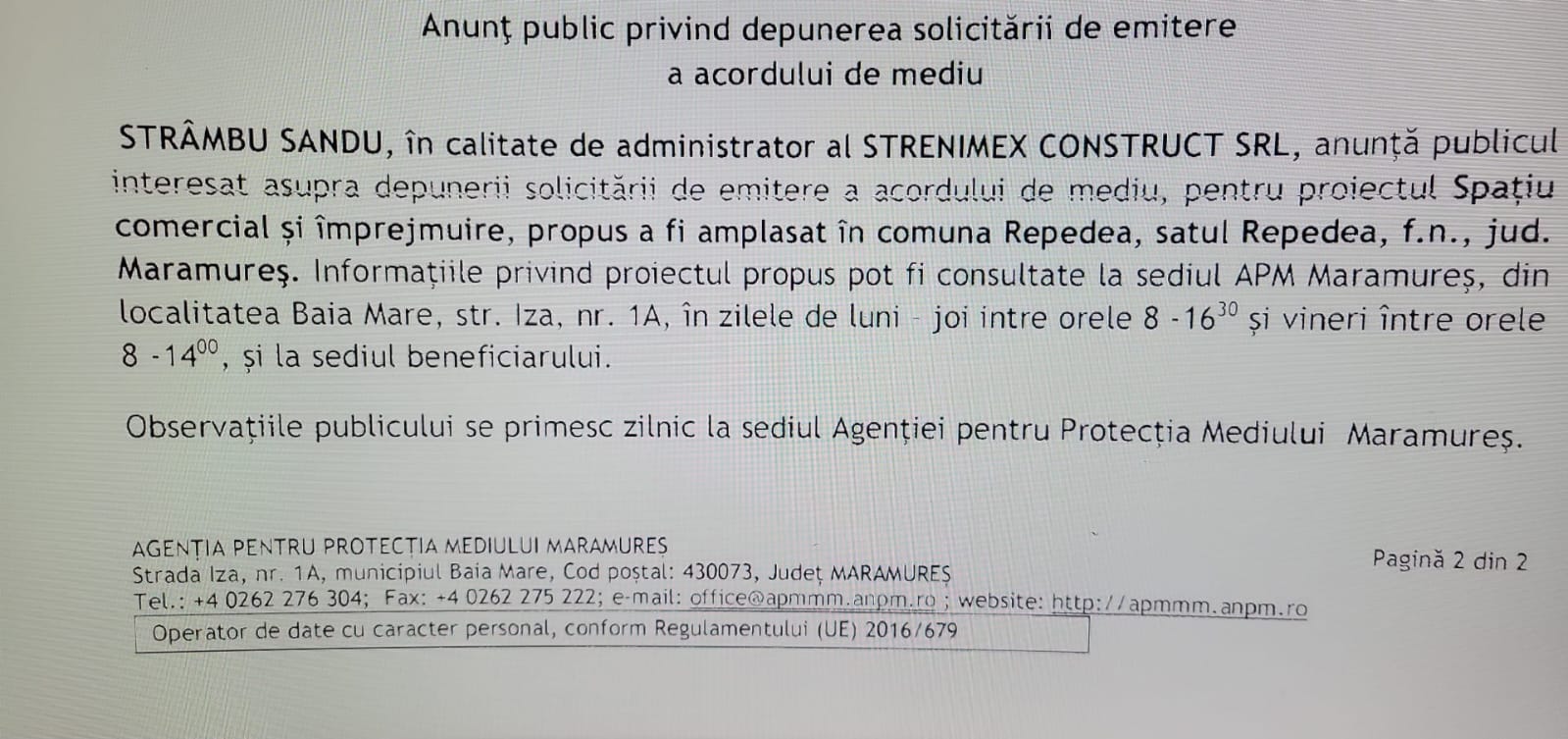 Anunț publicitar 25.03.2025