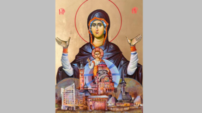 Icoană cu Maica Domnului, protectoarea orașului Baia Mare, semnată de pictorul Sorin Iosub