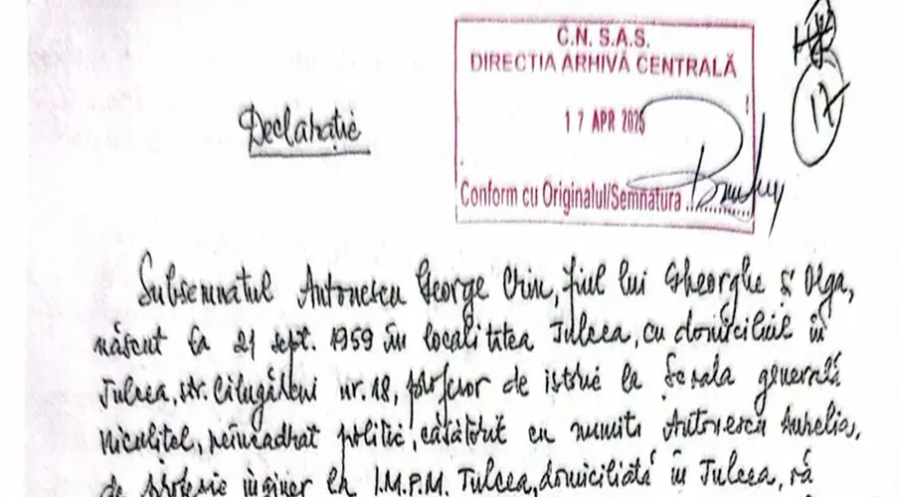 Avem documentul! Crin Antonescu clarifică trecutul publicând declarația dată Securității în 1988