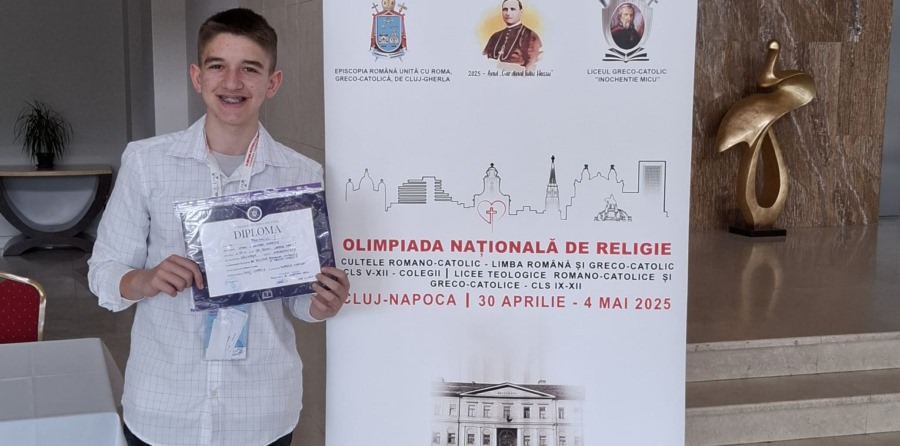 Elevul Andrei Utan din parohia Călinești a obținut Premiul I la Olimpiada Națională de Religie Catolică