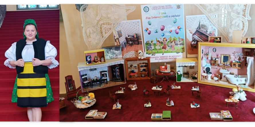 Proiect de suflet: Muzeograf Laura Hybris a creat o lume în miniatură din materiale reciclate, pe care o puteți admira la Centrul Cultural Pastoral din Sighetu Marmației