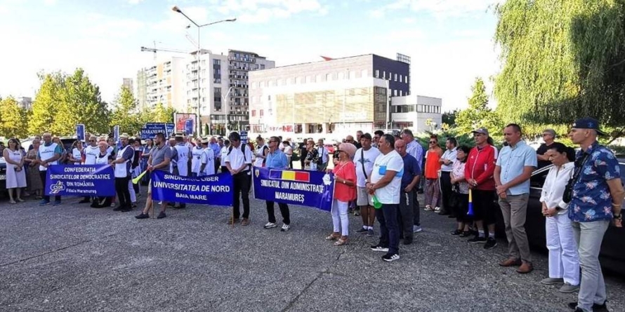 Proteste sindicale la Baia Mare prin care se solicită măsuri urgente si coerente din partea Guvernului
