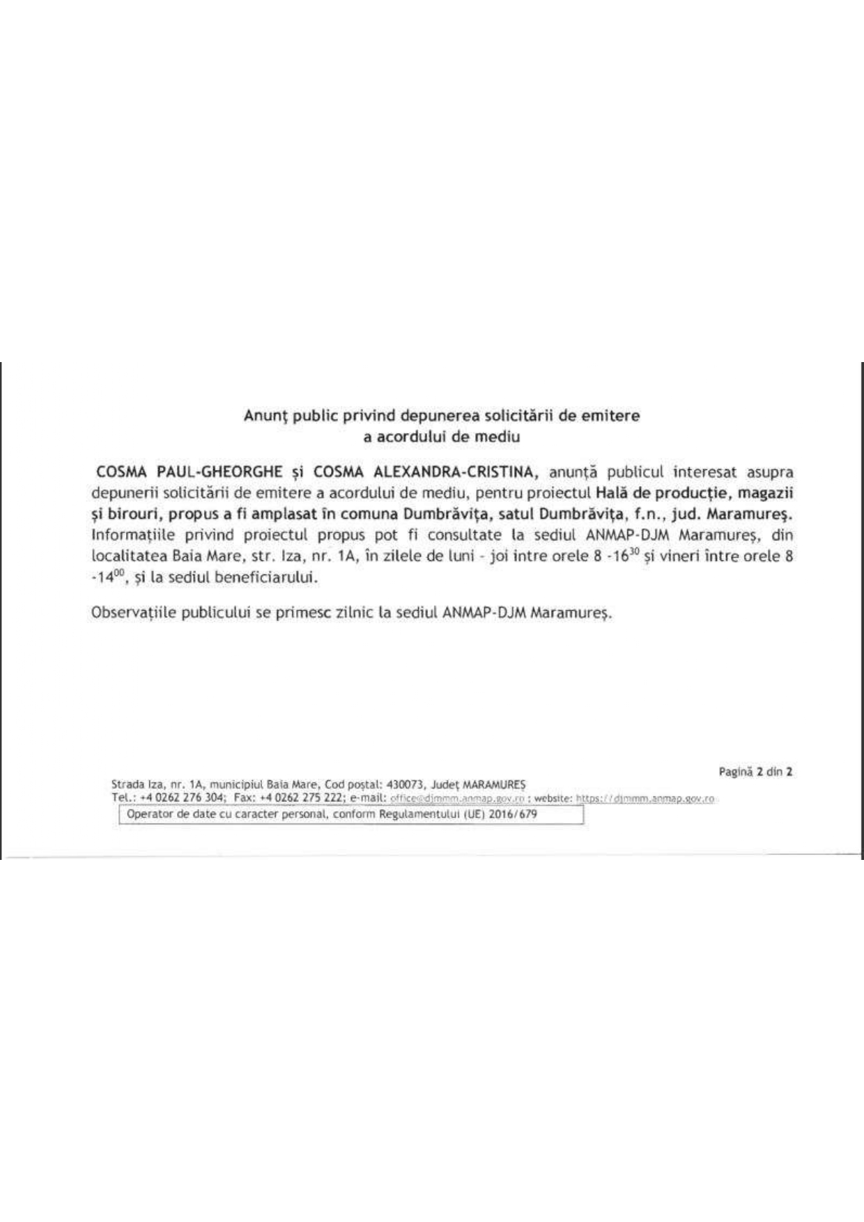 Anunț publicitar 16.09.2025