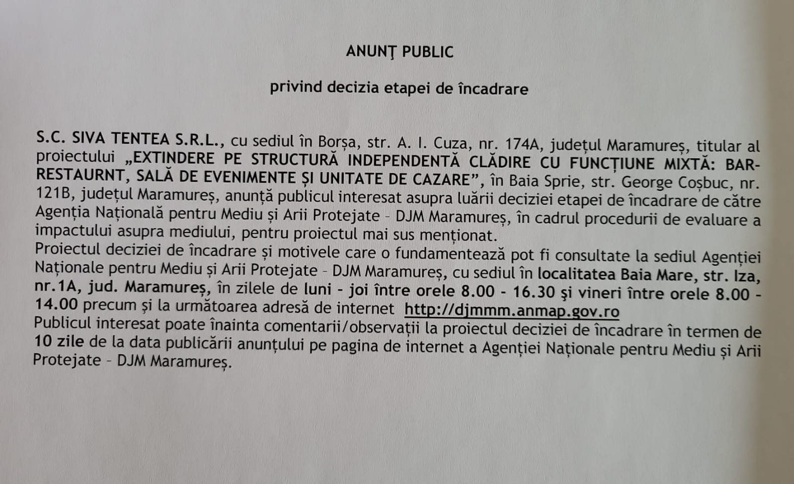 Anunț publicitar 30.09.2025