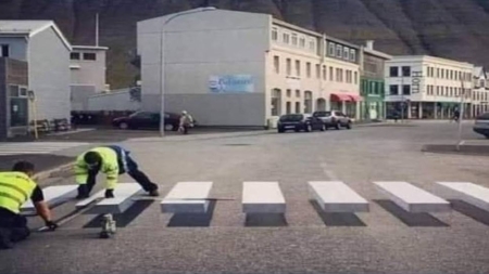 O trecere de pietoni care păcălește ochiul