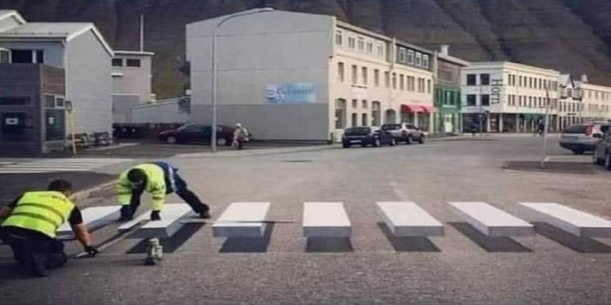 O trecere de pietoni care păcălește ochiul