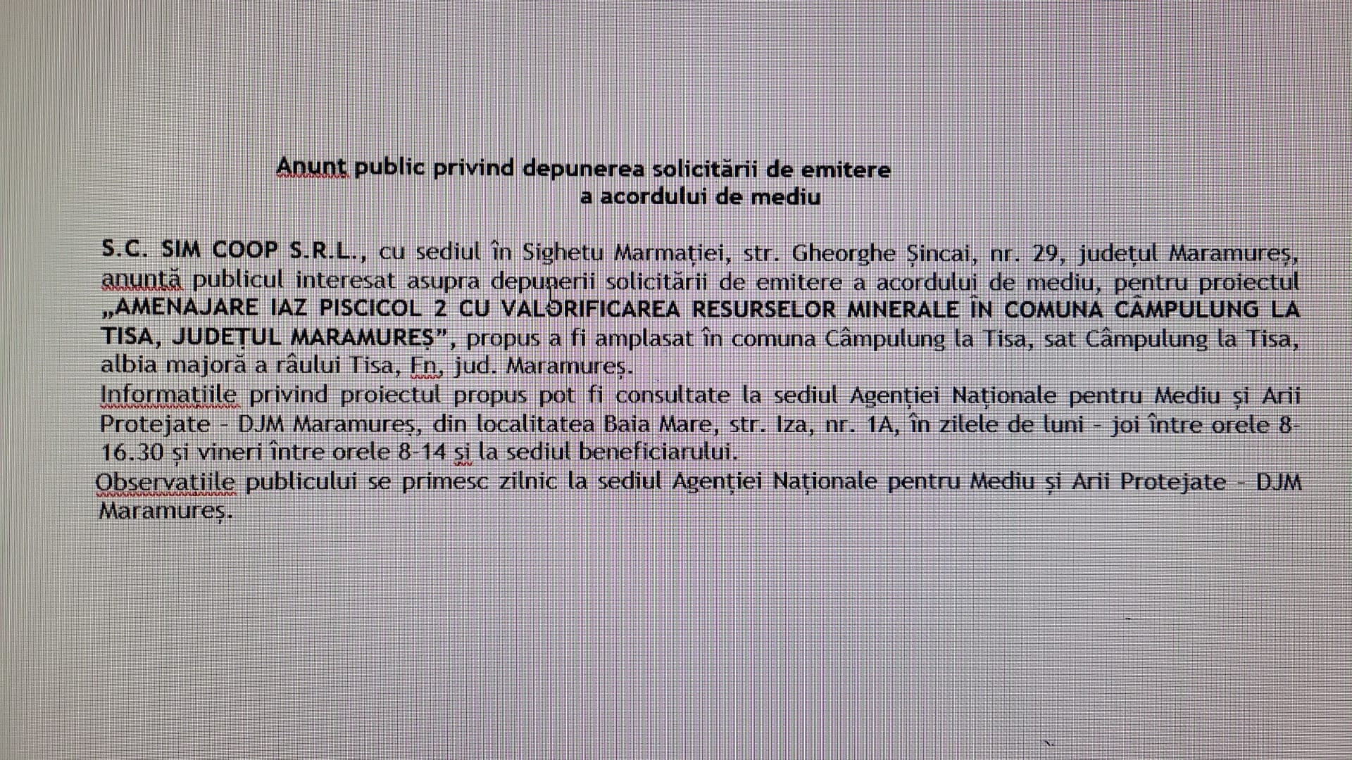 Anunţ public de mediu 13.11.2025