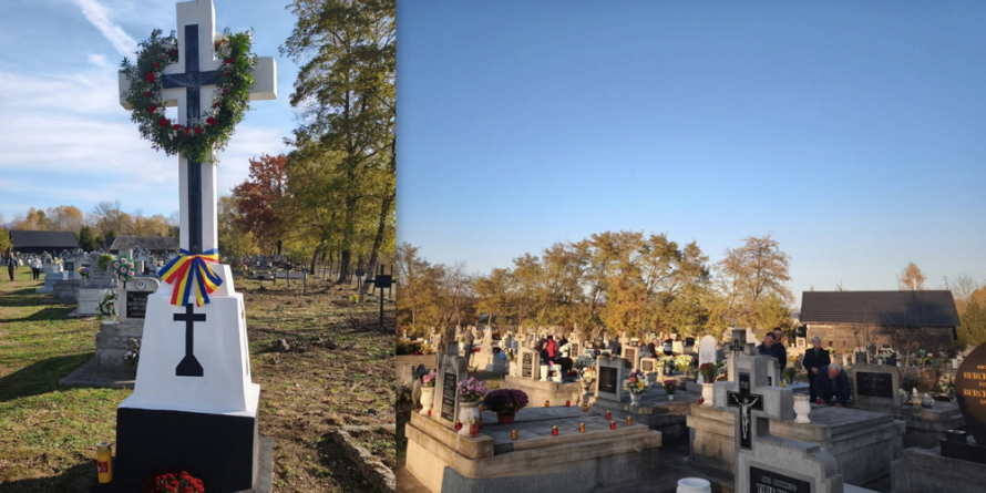 „Luminația” la Săcălășeni: Resfințirea Crucii de la intrarea în cimitir și slujbă de pomenire la Cimitirul „de la Tău”