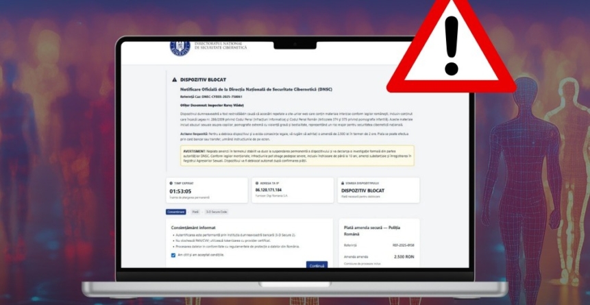 DNSC: Atenție la tentativele de fraudă cu așa-zise amenzi online!
