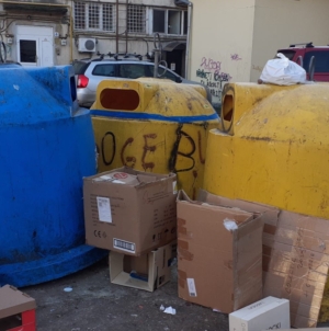 Cartoane aruncate lângă containere în mai multe zone din Baia Mare. Poliția Locală anunță amenzi