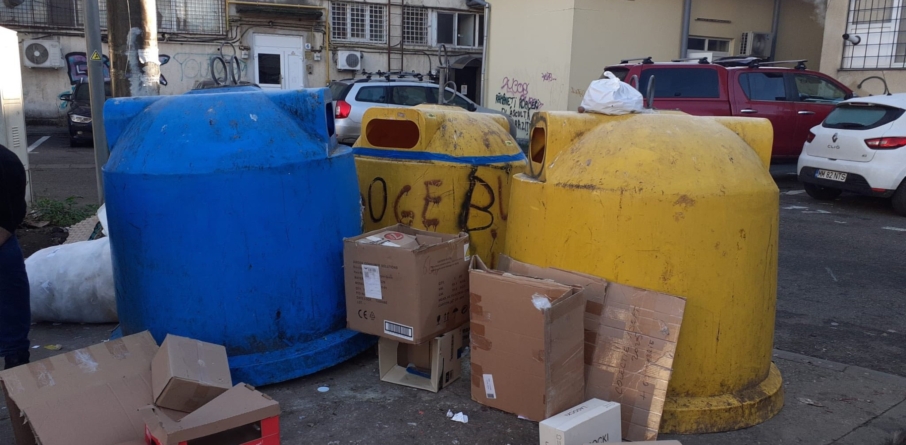 Cartoane aruncate lângă containere în mai multe zone din Baia Mare. Poliția Locală anunță amenzi