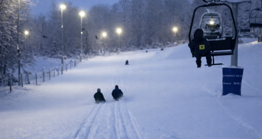 Exclusiv la SuperSki Cavnic: S-a deschis primul parc de săniuș cu instalație de urcare telescaun