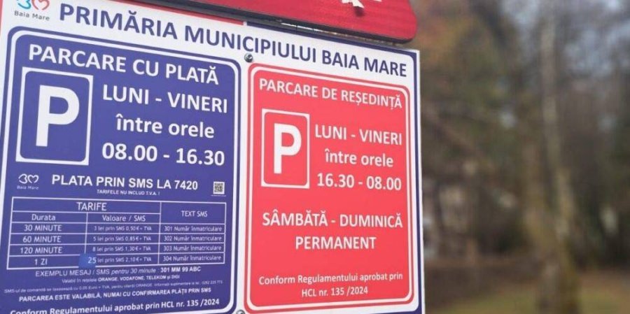 Baia Mare reduce numărul locurilor de „parcare roșie” din parcarea Primăriei
