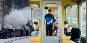 Jandarmi montani alături de elevi la plimbare cu Mocănița