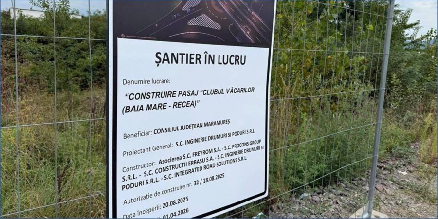 Restricții de circulație la „Pasaj Clubul Văcarilor (Baia Mare – Recea)”