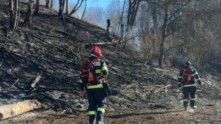 Cinci hectare de teren afectate de un incendiu de vegetație la Suciu de Sus