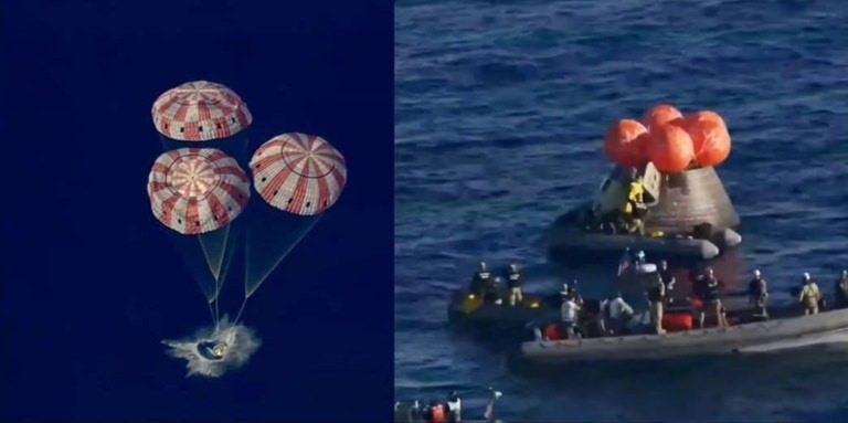 Echipajul Artemis II, recuperat în siguranță după amerizarea capsulei Orion