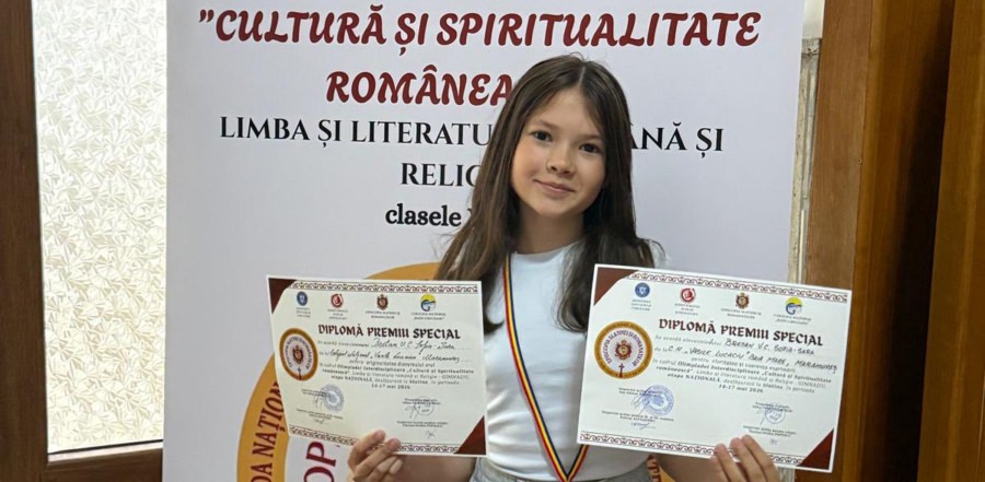 Lucacista Sofia Bretan, premiată la faza națională a Olimpiadei „Cultură și spiritualitate românească”