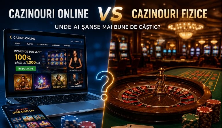 Cazinouri online vs cazinouri fizice: unde ai, de fapt, șanse mai bune de câștig?