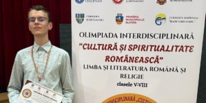 Elevul David Cheța de la Școala Gimnazială „Vasile Alecsandri” Baia Mare, distins cu Premiul Special la etapa națională a Olimpiadei Interdisciplinare „Cultură și Spiritualitate românească”